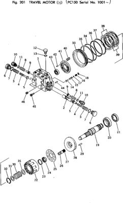 21K-60-00020 Komatsu PC150-1 এক্সকাভেটর ট্র্যাভেল অ্যাসেম্বলির জন্য চূড়ান্ত ড্রাইভ অরিজিনাল ট্র্যাভেল মোটর আফটারমার্কেট উচ্চ মানের