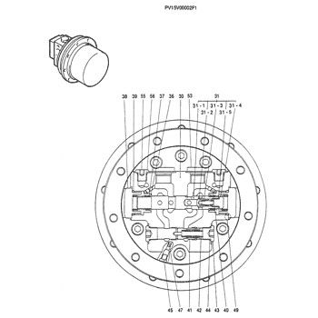 PV15V00002F1 Kobelco SK025-2 SK030-2 এক্সকাভেটর ট্রাভেল অ্যাসেম্বলি ফাইনাল ড্রাইভ অরিজিনাল ট্র্যাভেল মোটর আফটারমার্কেটের জন্য